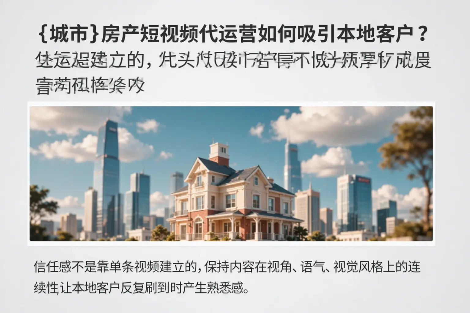 乐东房产短视频代运营如何吸引本地客户?