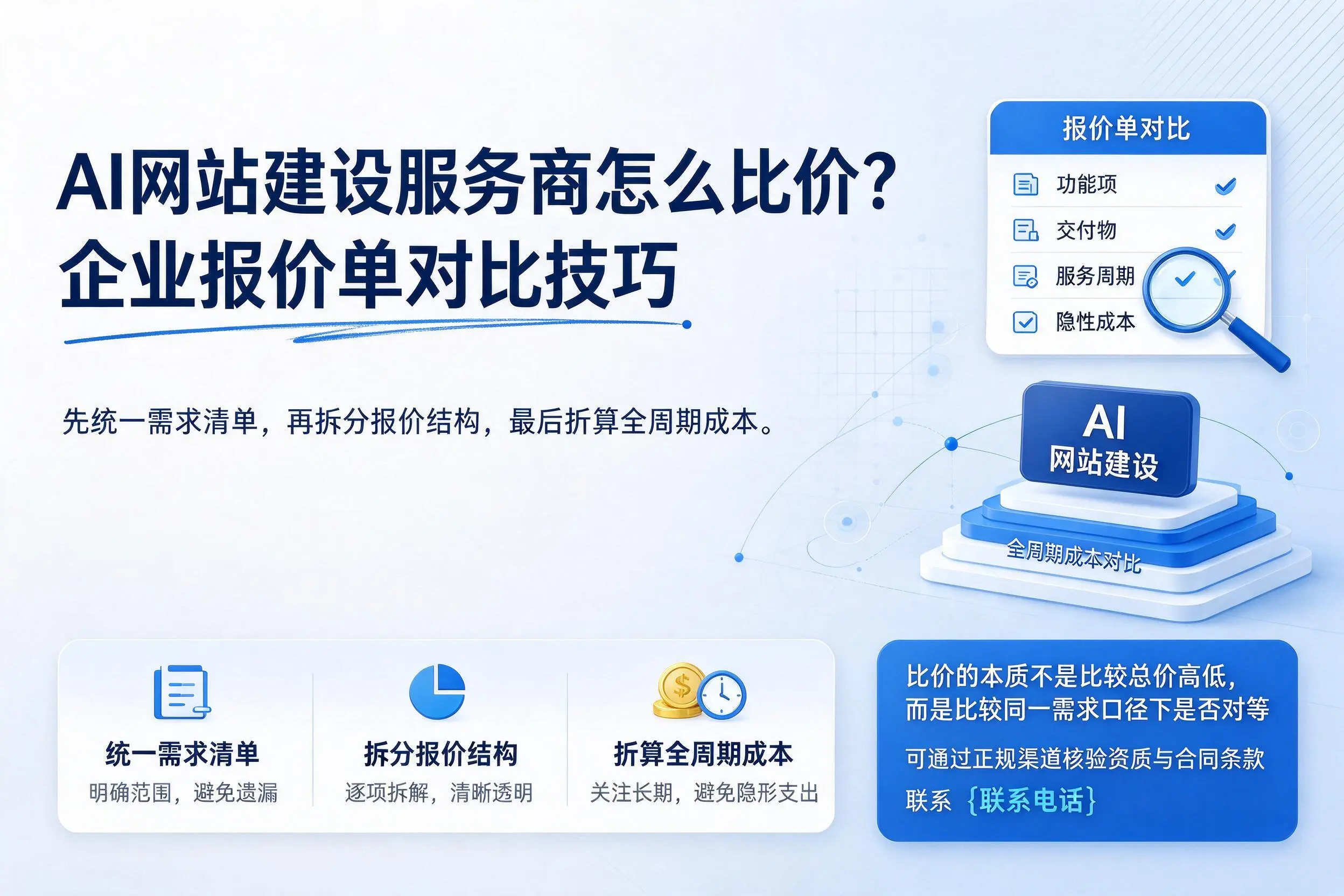 AI网站建设服务商怎么比价?乐东企业报价单对比技巧