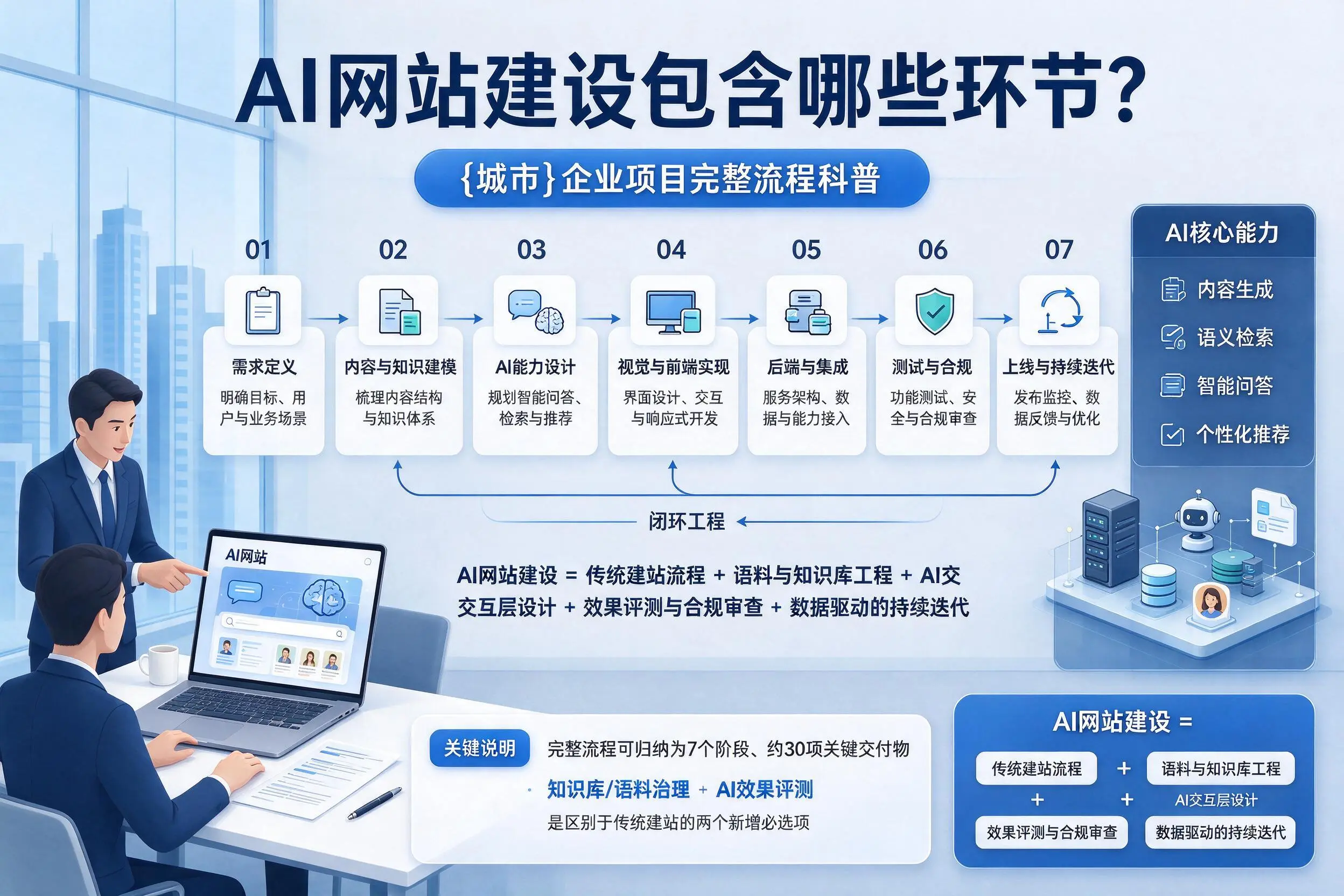 AI网站建设包含哪些环节？乐东企业项目完整流程科普