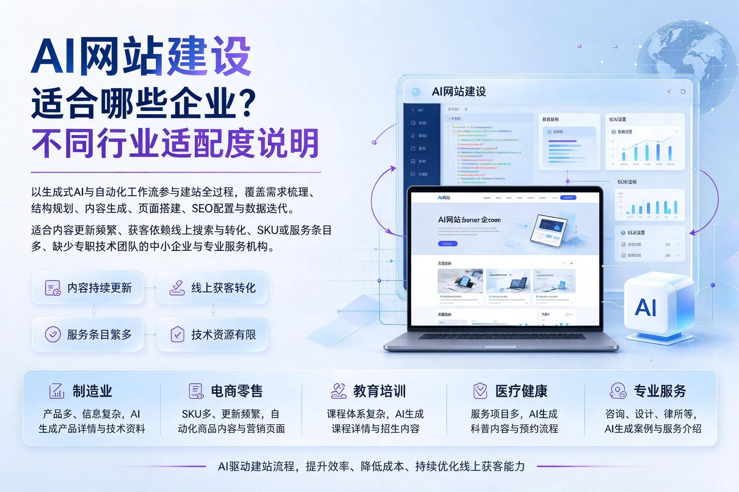 AI网站建设适合哪些企业？乐东不同行业适配度说明